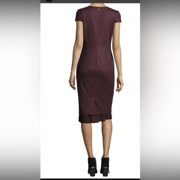 Max Mara Sheath Dress MAXMARA Stretch Wool Fitted Pleated Peek a Boo Hem 46 12 L - Picture 12 of 12